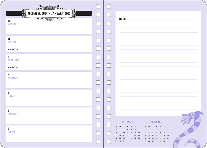 2025 Beetlejuice 13-Month Weekly Planner