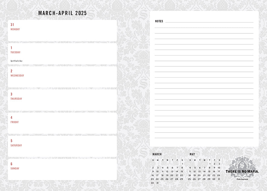 2025 The Sopranos 13-Month Weekly Planner