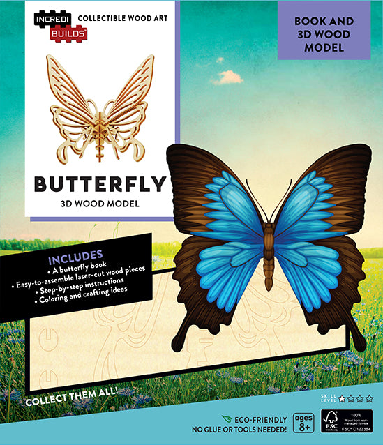 IncrediBuilds: Butterfly 3D Wood Model